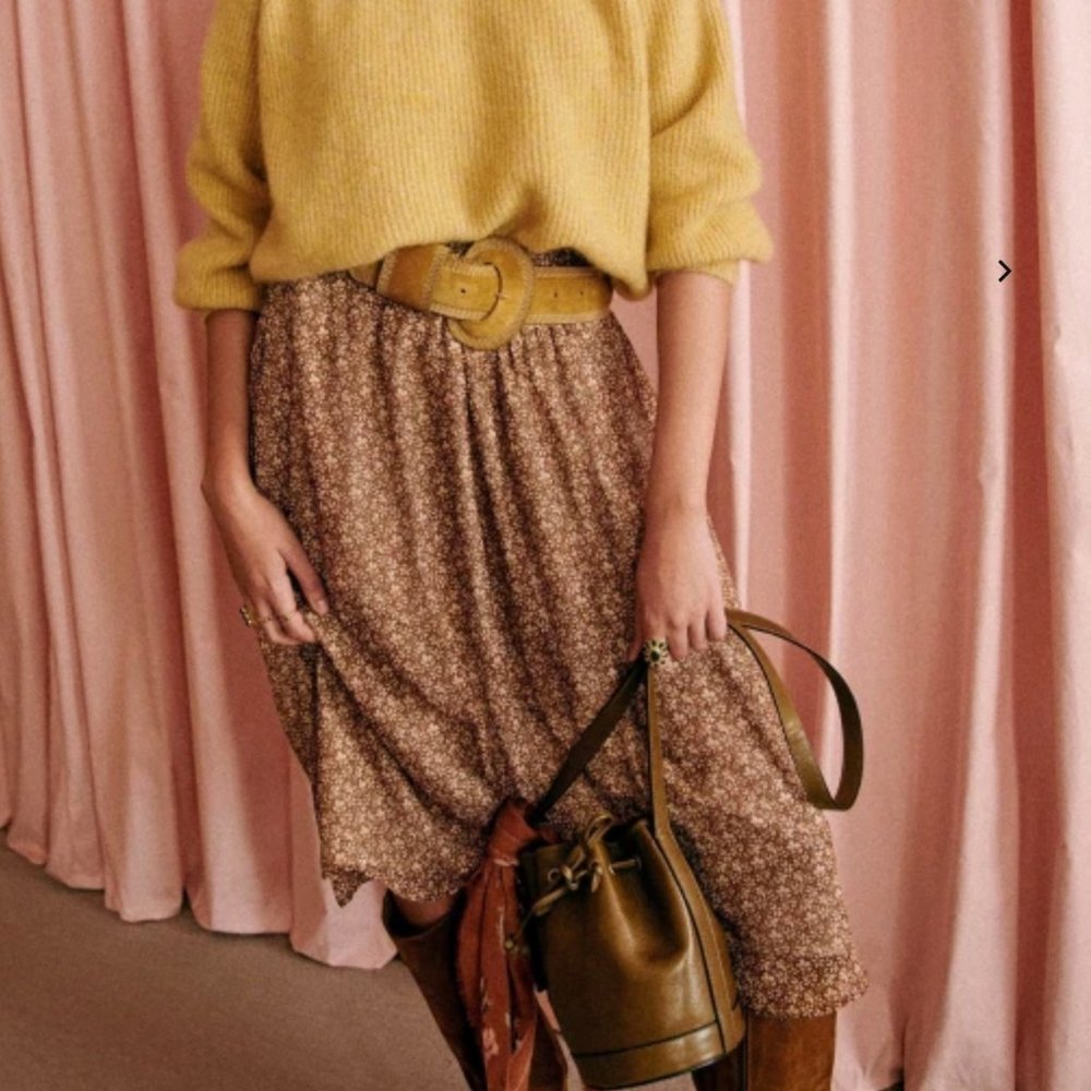 Sezane floral midi skirt